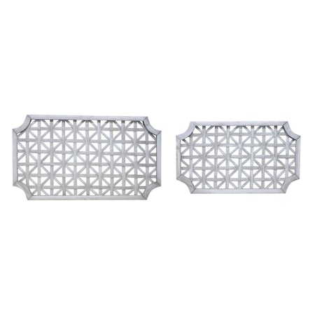 Homeroots Set of Two Gray Geometric Lattice Wood Hanging Dimensional Sculptures, 2PK 516352