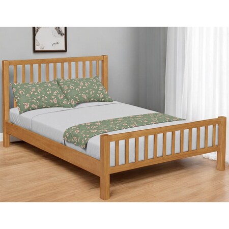 Homeroots Natural Slat Back Solid Wood King Bed Frame 523639
