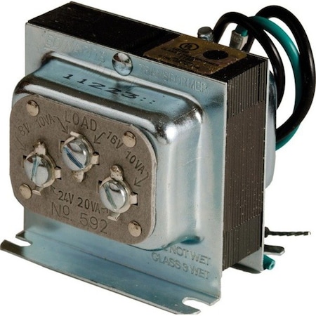 Edwards Signaling Class 2 Transformer, 10 VA at 16V AC, 10 VA at 8V AC, 20 VA at 24V AC, Not Rated, 8/16/24V AC, 120V AC 592