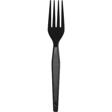 Dixie Plastic Cutlery, Heavyweight Fork, Black, 1000PK FH517