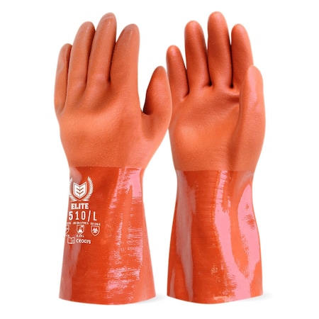 Firm Touch 12" Orange Double-Dipped M Weight PVC, Seamless Cotton Lining, M, 12PK 7510 M