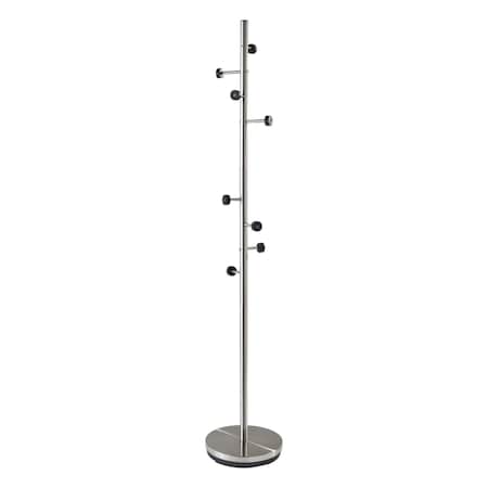 Homeroots 68in Brushed Steel Brushed Steel Coat Rack 372942
