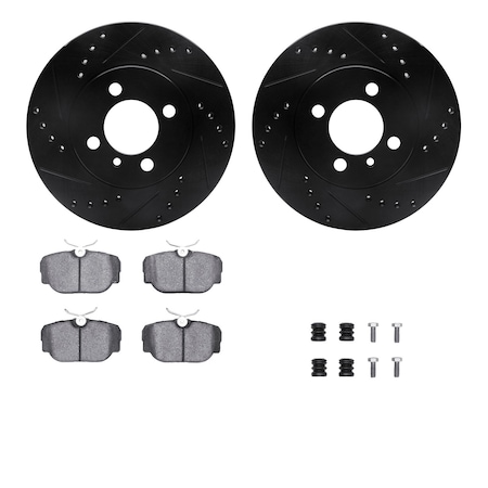 Dynamic Friction Co DFC Rotors-Drilled & Slotted-Black w/ EURO 5000 Ceramic Brake Pads Incl Hdw 8612-31015