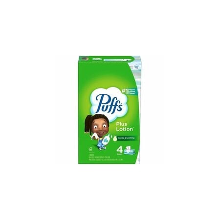 Puffs Plus Lotion Facial Tissue, 2-Ply, White, 124 Sheets/Box, 24 Boxes/Carton, 24PK 80337535