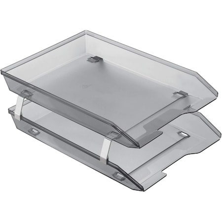 Acrimet Facility 2 Tier Letter Tray Front Load Letter Size Desktop File Organizer Plastic Smoke 263.1