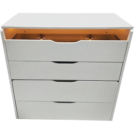 Homeroots 19" White Wood Lighted Three Drawer Dresser With Mirror 714448