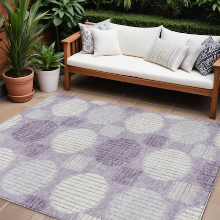 Homeroots 8' X 10' Purple And Ivory Geometric Washable Indoor Outdoor Area Rug 593627