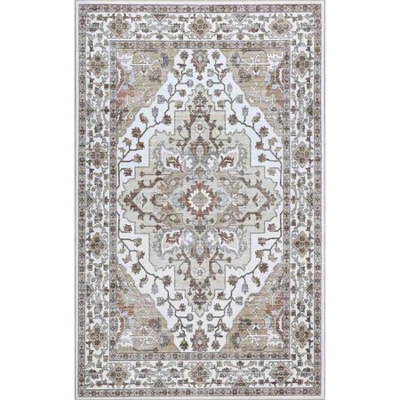Jonathan Y Superbia Boho Medallion Border Non-Slip Machine-Washable Beige/Cream 8 ft. x 10 ft. Area Rug WSH502G-8
