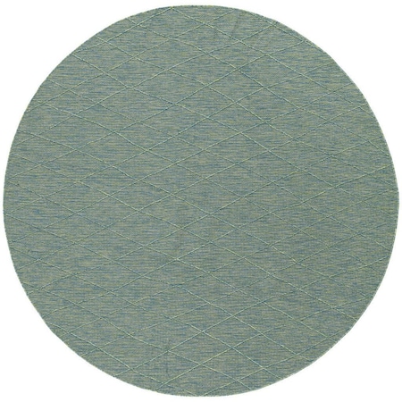Homeroots 8' Blue And Green Round Geometric Indoor Outdoor Area Rug 552321