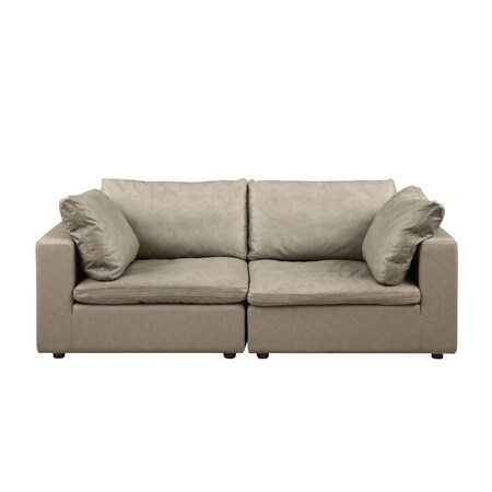 Homeroots 86in Cream and Brown Cotton Blend Loveseat 720472