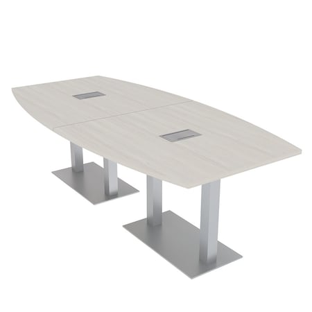Skutchi Designs Boat Conference Table With Power, 48 in W, 96 in L, Ivory HAR-BOT-48x96-DOU-K458-ESIL
