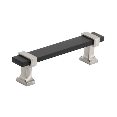 Amerock Overton 3-3/4 in 96 mm Center-to-Center Brushed Matte Black/Satin Nickel Cabinet Pull BP36681BMBG10