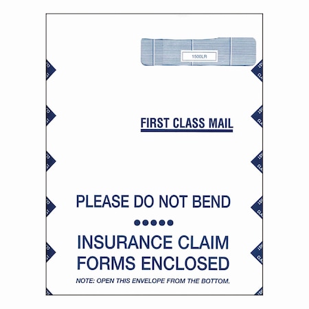 Complyright Jumbo CMS-1500 Health Insurance Form Envelopes for 50 Forms, Square Flap, 9 x 12.5, White, 100PK 1500LR