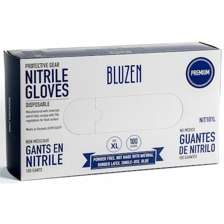 Remcoda Disposable Nitrile Gloves, 3 mil Thickness, X-Large Size, Nitrile, Blue, Durable, Comfortable, 10PK NIT101-XL