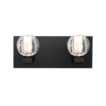 Besa Lighting Besa, Boca Vanity, Clear Bubble, Black Finish, 2x3W LED 2WF-BOCABB-LED-BK
