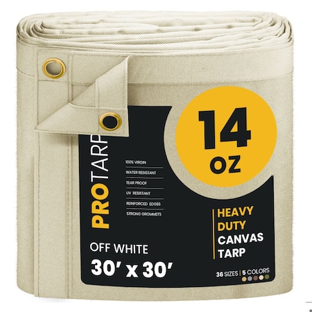 Protarp 30 ft. x 30 ft., 14 Oz, Off White, Polyester PT-304-30X30