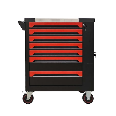 Wrightmaster 7-Drawer Rolling Tool Chest with Tool Set, Brake Wheels, Handle, Heavy Duty Steel, Flexible & Stable ZRO532652