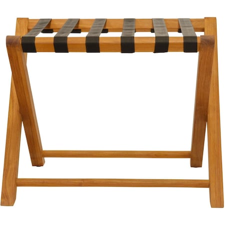 Homeroots Natural Solid Wood Folding Luggage Rack With Black Straps 724374