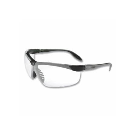 Uvex Genesis Eyewear, Clear, Polycarbonate, Anti-Fog, Black/Gray, Polycarbonate, 10PK 763-S3700X