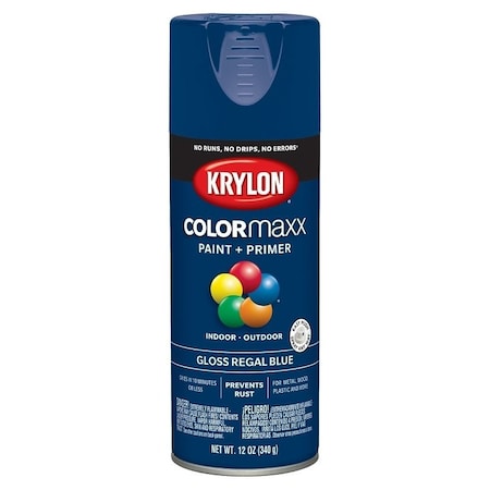 Krylon Enamel Spray Paint, Gloss, Regal Blue, 12 oz, Can K05535007