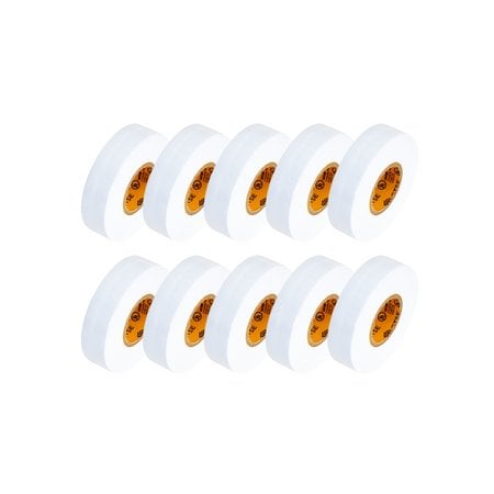 Gtse White Vinyl Electrical Tape, 3/4in x 66ft - Pack of 10, 10PK PVC-400-WHT-10