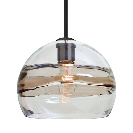 Besa Lighting Besa Spirit 10 Stem Pendant, Clear/Smoke, Black Finish, 1x 60W MAX E26 Base 1TT-SPIR10SC-BK