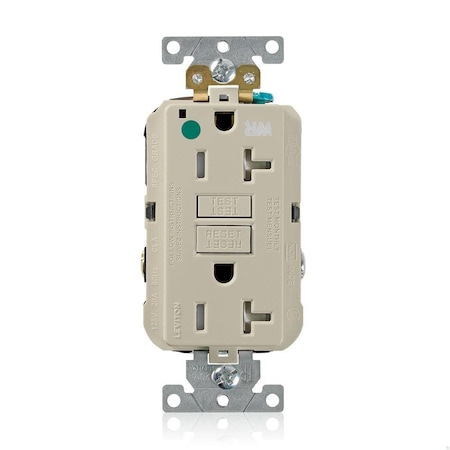 Leviton GFCI Receptacle, 5-20R, 20 A, 2 Pole, 3 Wire, Grounded GFWT2-HGI