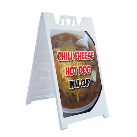 Signmission Chili Cheese Hot Dog In A Cup, A-Frame & 2 Decals Installed, Heavy-Duty Plastic Frame SBHD-D-2436-ChiliCheeseHotDogInACup