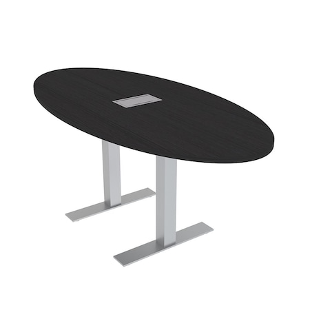 Skutchi Designs 6ft Oval Conference Table With Power | Harmony Series | 4 Person Meeting Room Table HAR-OVL-36X72-T-U999ST19-ESIL