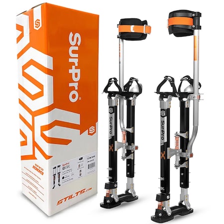 Surpro Single-Sided Drywall Stilts, Magnesium Base, 21 in - 31 in Height, QuadLock Contractor-Grade Stilts S1X-M-2131