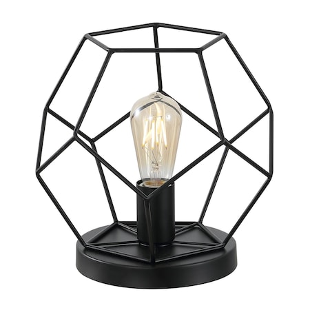 Jonathan Y James 10" MidCentury Glam Metal Geometric LED Table Lamp, Black JYL1047B