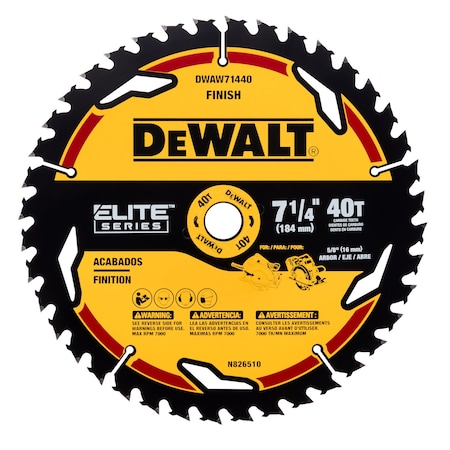 Dewalt CircularSawBlade, Carbide, Dia:7.25" DWAW71440