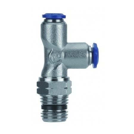 Usa Industrials Push to Connect Tube Fitting, Nickel Plated Brass w/ Plastic Release Ring, Male Run Tee ZUSA-TF-PTC-NPBR-466