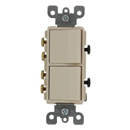 Leviton Decora 3-Way/3-Way AC Combination Switch, 20 Amp, 120/277 Volt, Light Almond 5640-T
