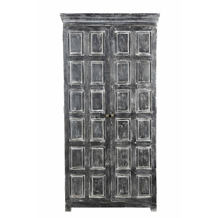 Homeroots 72in Dark Gray Solid Wood Pantry Or Storage Closet 489031