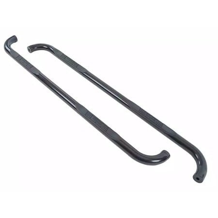 Big Country With Step Pads, 3in Round Bent, Powder Coated, Black, Steel, Without End Caps, Rocker Panel Mount 379211