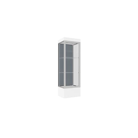 Ghent Lighted Floor Display Case 24x76x20, 12" Base, Satin 93LFBS-SN-WHT