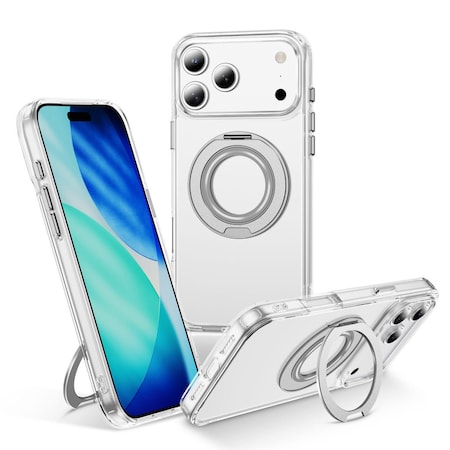 Alpha Digital iPhone 17 PRO Case w/ Magnetic Ring Stand- Full Protection, Soft Flex -360 shockproof IP17PR-CLEAR