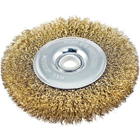 Vulcan Wire Wheel Brush with Hole, 6 in Dia, 5/8 in Arbor Hole, 1/2 in Adapter Ring Arbor/Shank 323281OR