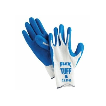 Mcr Safety Flex Tuff Latex Dipped Gloves, Medium, Blue/White, 12PK 127-9680M