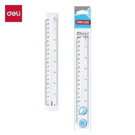 Deli Clear Ruler 20cm/8in, Metric & Inch, 30PK EG00212