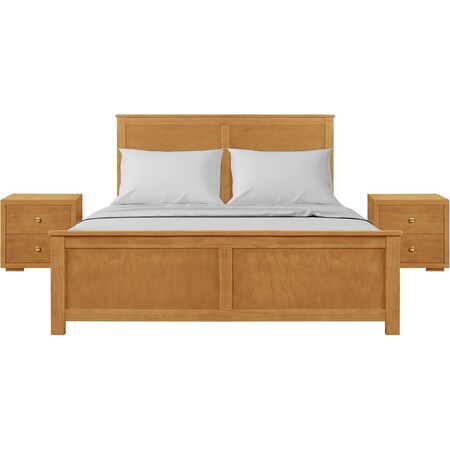 Homeroots Three Piece Oak Solid Wood Bedroom Set 523710