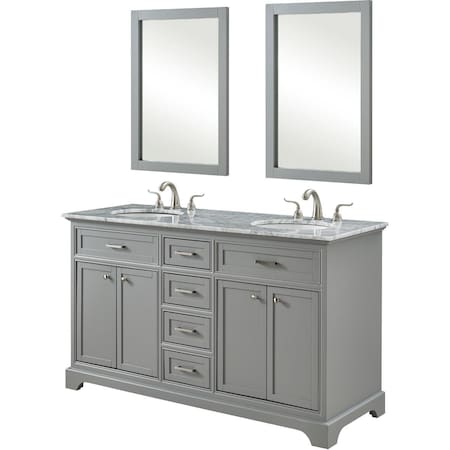 Elegant Decor 60 in. Double Bathroom Vanity Set, Light Grey VF15060DGR