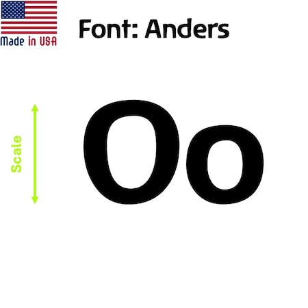 Aacc Self-Adhesive Vinyl Letter: o, Scale: 6 cm. Color: Black Font: Anders by, 8PK AACC-Anders-lo-Black-M6x8