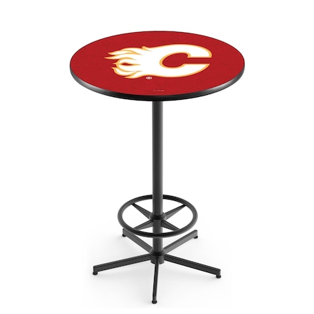 Holland Bar Stool Co 42" Black Calgary Flames Pub Table L216B4236CalFla