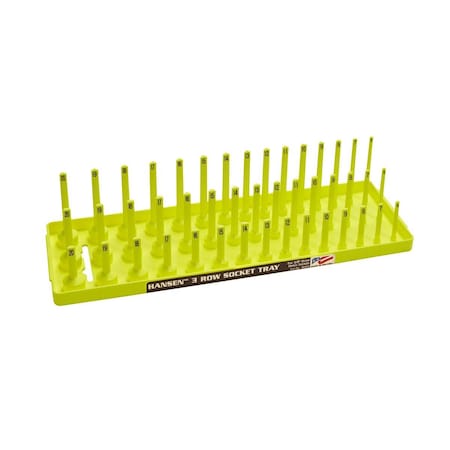 Hansen Global 3/8" Metric 3-Row Socket Tray, Hi-Viz Yellow 38083