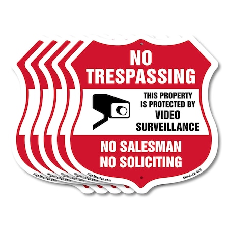 Signmission No Trespassing Sign This Property Is Pro, 12 inch X 12 inch, Aluminum Metal Sign, 5PK SHI-A-5Pack-12-425