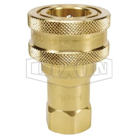 Dixon DQC H Industrial Interchange Poppet Valve Female Coupler, 3/4-14 Nominal, Female BSPP, Brass 6HBF6-B
