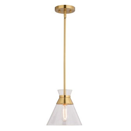 Vaxcel Harper 1L Gold Brass Mid-Century Modern Pendant Light Clear Glass P0403