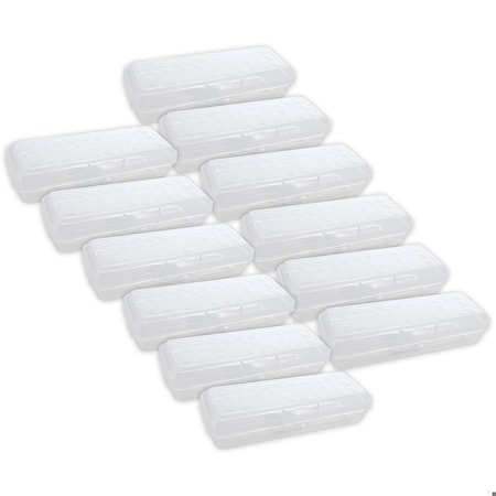 Bazic Products LUCENT Pencil Case Organizer Box, 8in., Clear, 12PK 834